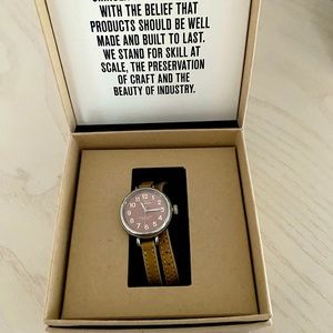 Shinola birdy double wrap tan leather watch